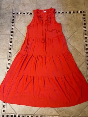Max Studio Sleeveless Coral Tiered Maxi Dress Size L